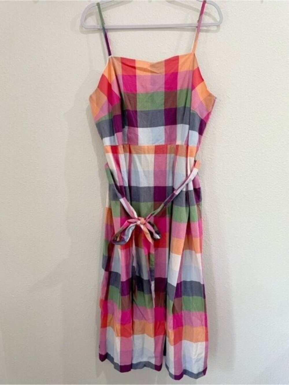 Kate Spade Colorful Cottagecore Strap Maxi Dress Plaid Feminine Mod Stretch